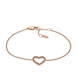 Fossil Women Open Heart Rose-Gold-Tone Stainless Steel Bracelet - One size