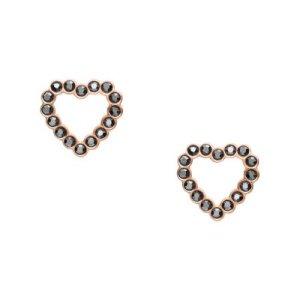 Fossil Women Open Heart Rose-Gold-Tone Stainless Steel Earrings - One size