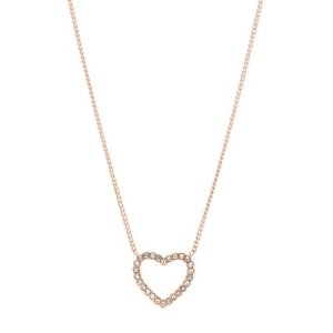 Fossil Women Open Heart Rose Gold-Tone Stainless Steel Necklace - One size