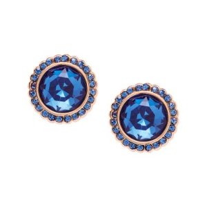 Fossil Women Round Rose Gold-Tone Brass Studs Blue - One size