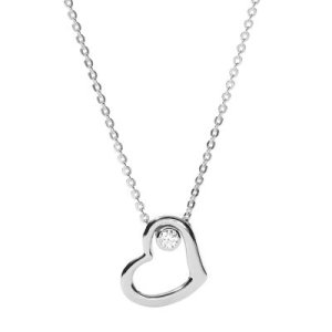Fossil Women Sterling Silver Heart Pendant Necklace - One size