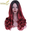 Is a wig Synthetic Wavy Long Red Black Wigs For Women With High Temperature Hair no bangs Christmas Black Wig