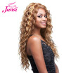 Junsi Long brown curly synthetic wigs for women heat resistant natural hair american russian blonde ombre wig