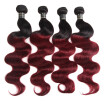 Ombre Brazilian Virgin Hair Body Wave Human Hair Weave Bundles Deal 1B99J 4 Piece Weft Two Tone Remy Hair Extensions