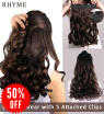 Rhyme 24 Dark Brown Curly Layered One Piece 5 Clips Clip inon Hair Extensions Hairpieces for GirlsWoman