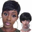 Aisi Hair Short black wigs for women pixie cut wig with bangs heat resistant synthetic wigs black layered women wigs