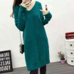 Oloey Womens autumn&winter new korean version of simple pure color double v neck long loose knitted sweater pullovers