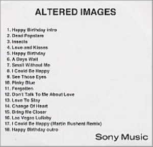 Altered Images Altered Images 2003 UK CD-R acetate CDR ACETATE