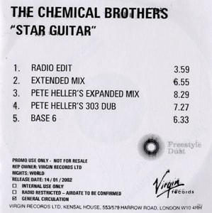 Chemical Brothers Star Guitar 2002 UK CD-R acetate CD-R ACETATE