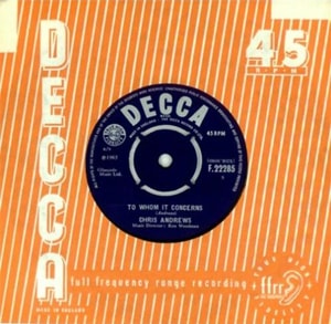 Chris Andrews To Whom It Concerns 1965 UK 7 vinyl F.22285