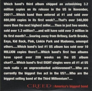 Creed My Sacrifice 2001 USA CD single WUJC 20001-2