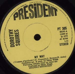 Dorothy Squires My Way 1970 UK 7 vinyl PT305