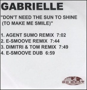 Gabrielle Don't Need The Sun To Shine - 4 track 2001 UK CD-R acetate CD-R ACETATE