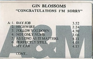 Gin Blossoms Congratulations I'm Sorry 1996 UK cassette album PROMO CASSETTE