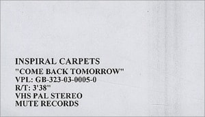 Inspiral Carpets Come Back Tomorrow 2003 UK video PROMO VIDEO