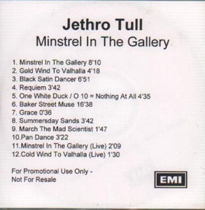 Jethro Tull Minstrel In The Gallery 2002 UK CD-R acetate CDR ACETATE