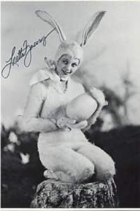 Loretta Young Autographed Bunny Picture UK memorabilia SIGNED PICTURE