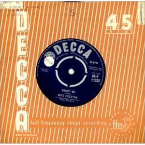 Mike Preston Marry Me 1961 UK 7 vinyl 45-F11335