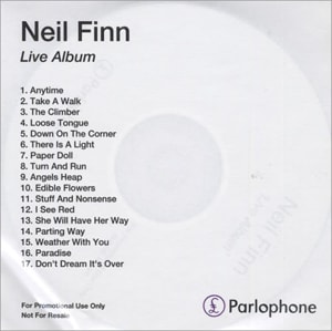 Neil Finn Live Album 2001 UK CD-R acetate CDR ACETATE