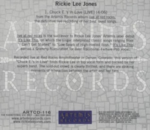 Rickie Lee Jones Chuck E.'s In Love 2001 USA CD single ARTCD-116