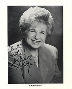 Ruth Westheimer Autographed Publicity Photograph USA photograph SIGNED PHOTO