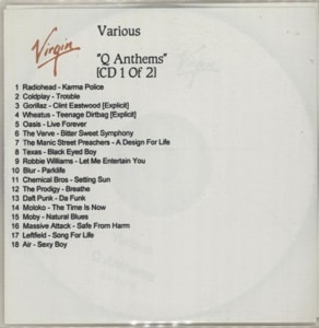 Various Artists Q Anthems 2001 UK CD-R acetate CD-R ACETATES