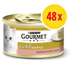 Megapack Gourmet Gold Soufflé 48 x 85 g - Pack mixto: salmón / pollo