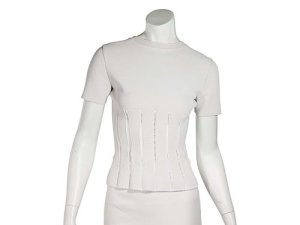 White Alaia Stretch Short-Sleeve Top, White
