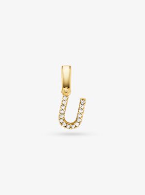 14k Gold-Plated Sterling Silver Pave Alphabet Charm