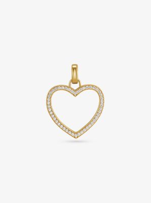 14k Gold-Plated Sterling Silver Pave Oversized Heart Charm
