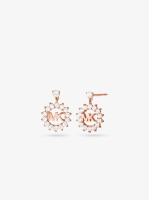 14k Rose Gold-Plated Sterling Silver Logo Drop Earrings