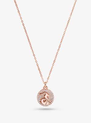 Michael Kors 14k rose gold-plated sterling silver pave capricorn zodiac necklace