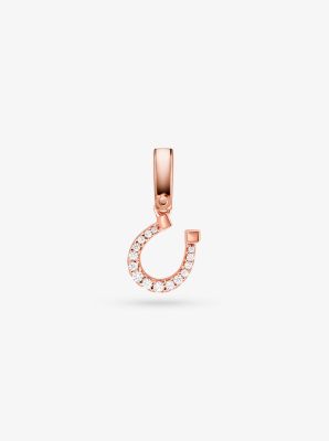 14k Rose Gold-Plated Sterling Silver Pave Horseshoe Charm