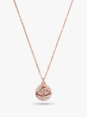 Michael Kors 14k rose gold-plated sterling silver pave libra zodiac necklace