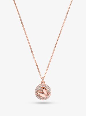 Michael Kors 14k rose gold-plated sterling silver pave pisces zodiac necklace