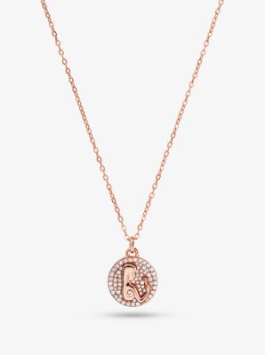 Michael Kors 14k rose gold-plated sterling silver pave virgo zodiac necklace