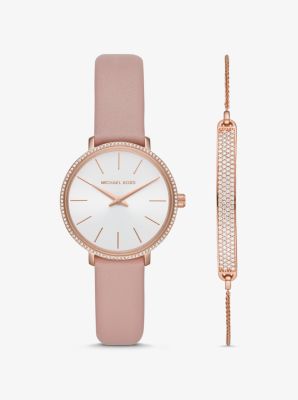 Michael Kors Mini pyper rose gold-tone watch and slider bracelet set