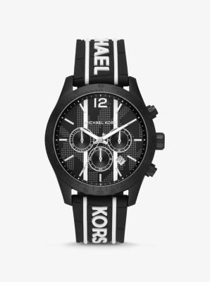 Oversized Layton Black-Tone And Embossed Silicone Watch