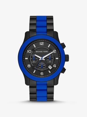 Michael Kors Oversized runway black-tone and silicone watch
