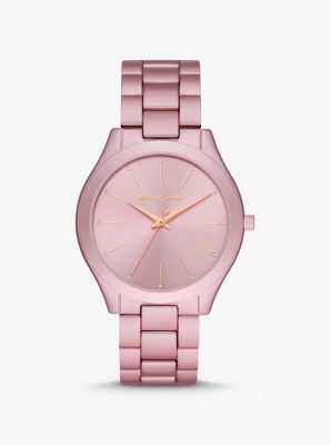 Michael Kors Oversized slim runway pink-tone aluminum watch