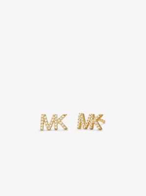 Michael Kors Precious metal-plated sterling silver pave logo studs