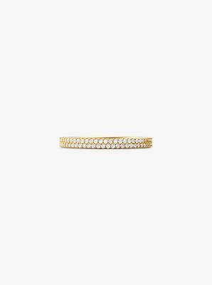 Precious Metal-Plated Sterling Silver Pave Ring