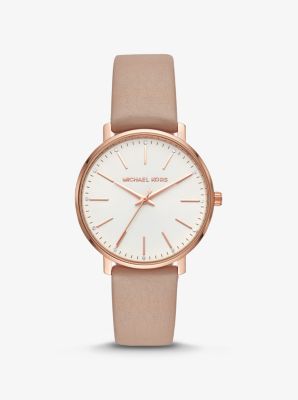 Michael Kors Pyper rose gold-tone and leather watch