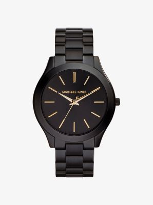 Michael Kors Slim runway black stainless steel watch