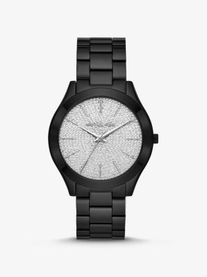 Michael Kors Slim runway pave black-tone watch