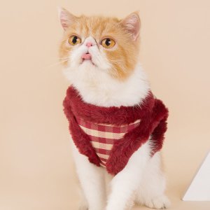 1pc Gingham Plush Cat Harness & 1pc Cat Leash
