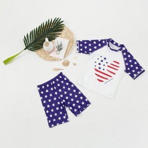 Shein Toddler boys american flag print swimsuit
