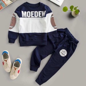 Toddler Boys Letter Graphic Sweatshirt With Pants