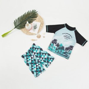 Toddler Boys Palm & Geo Print Swimsuit