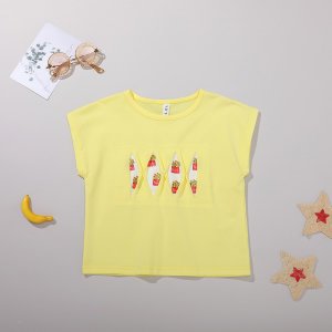 Toddler Girls Cartoon Cut Out Patched Tee